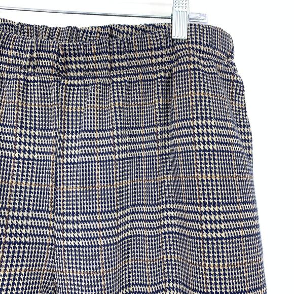 Lands End Pull On Plaid Casual Pants Womens Size LP Blue Tan Elastic Waist - Picture 3 of 6